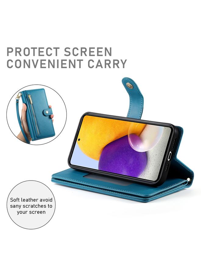 S-TOP Case For Samsung Galaxy A72 5G / 4G Nine Card-slot Zipper Wallet Bag Leather Phone Case - Image 4
