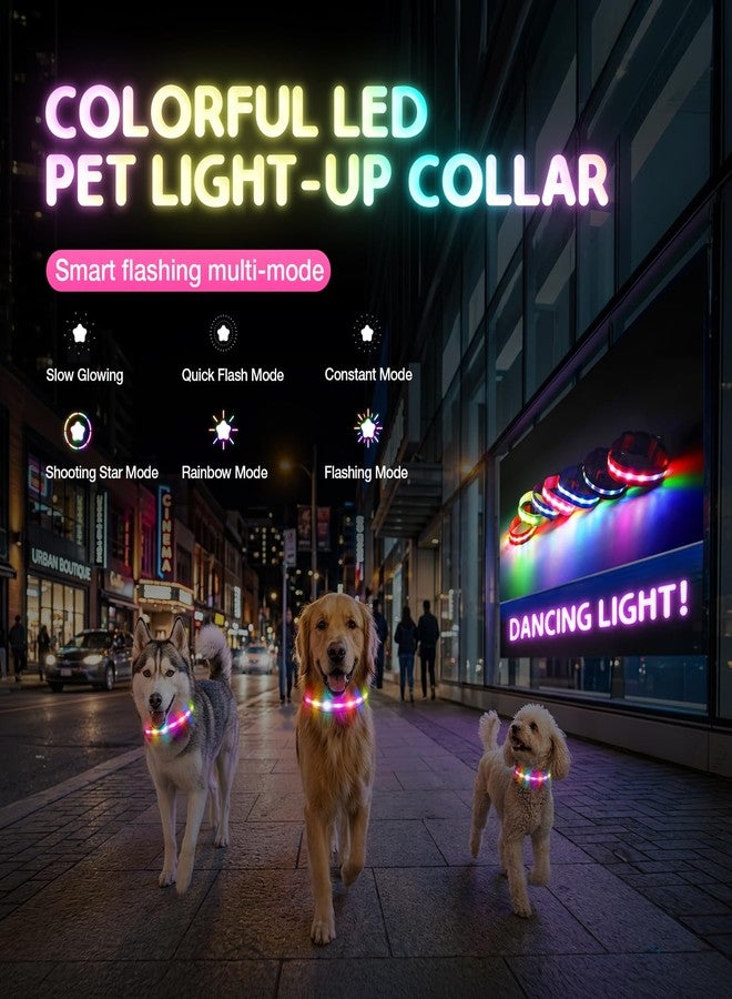 طوق كلاب مضيء من PcEoTllar، طوق LED للكلاب، 6 أوضاع إضاءة وامضة، قابل لإعادة الشحن، مقاوم للماء، طوق كلاب قابل للتعديل يضيء في الظلام، إضاءة وامضة للمشي الليلي، وردي - Image 2