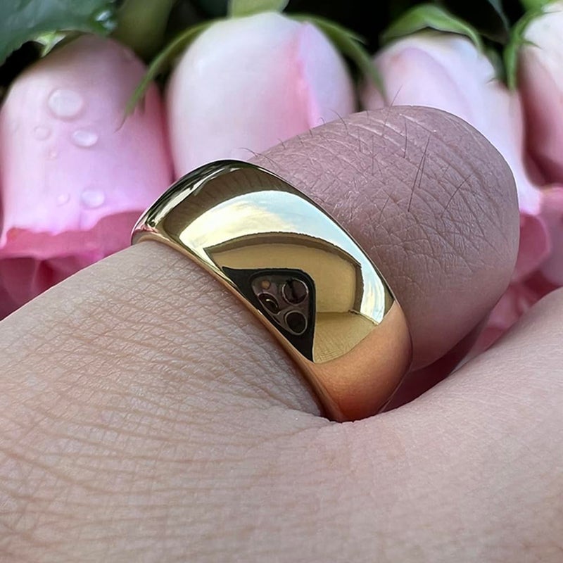 TUTISS 8mm Gold Tungsten Rings for Men Women Engagement Wedding Bands Domed Polished Comfort Fit Size 10.5 - Image 5