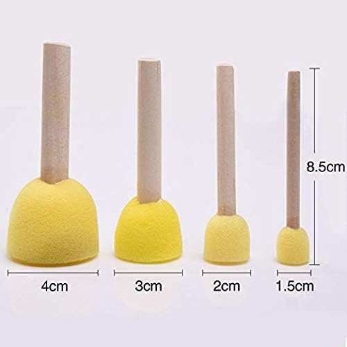 ProKart Premium 4 Pcs Round Stencil Sponge Wooden Handle Foam Brush Set Painting sponges Tools for Acrylic Painting, Kids DIY Painting Stencils Arts, Clay sponges for Pottery (Yellow, 4 Pieces) - Image 3