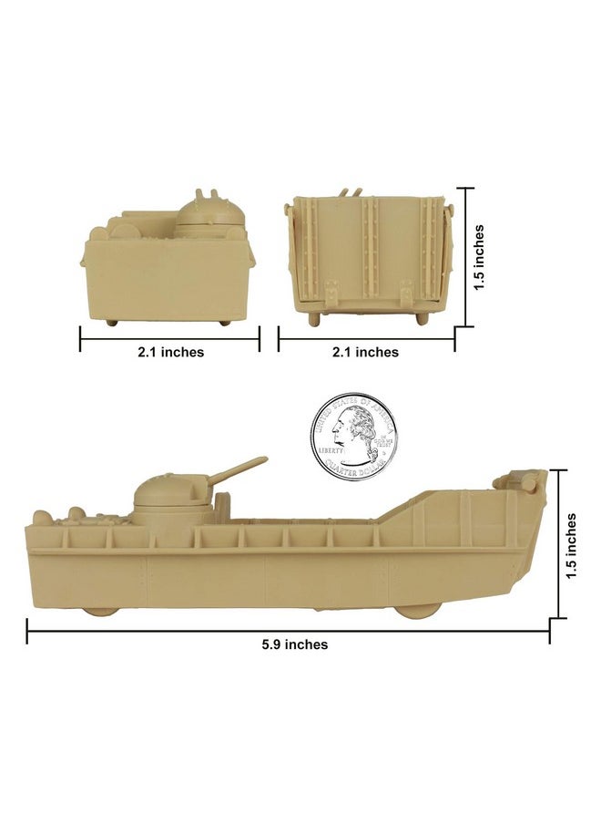 BMC Toys BMC Classic Marx Landing Craft - 4pc Tan vs. OD Green Plastic Army Men Vehicles  - Image 5
