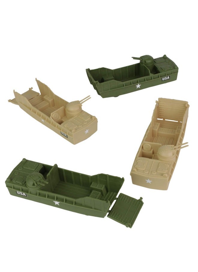BMC Toys BMC Classic Marx Landing Craft - 4pc Tan vs. OD Green Plastic Army Men Vehicles  - Image 4