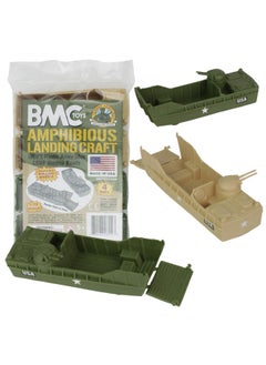BMC Toys BMC Classic Marx Landing Craft - 4pc Tan vs. OD Green Plastic Army Men Vehicles  - Image 1