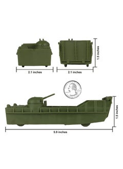 BMC Toys BMC Classic Marx Landing Craft - 4pc Tan vs. OD Green Plastic Army Men Vehicles  - Image 2