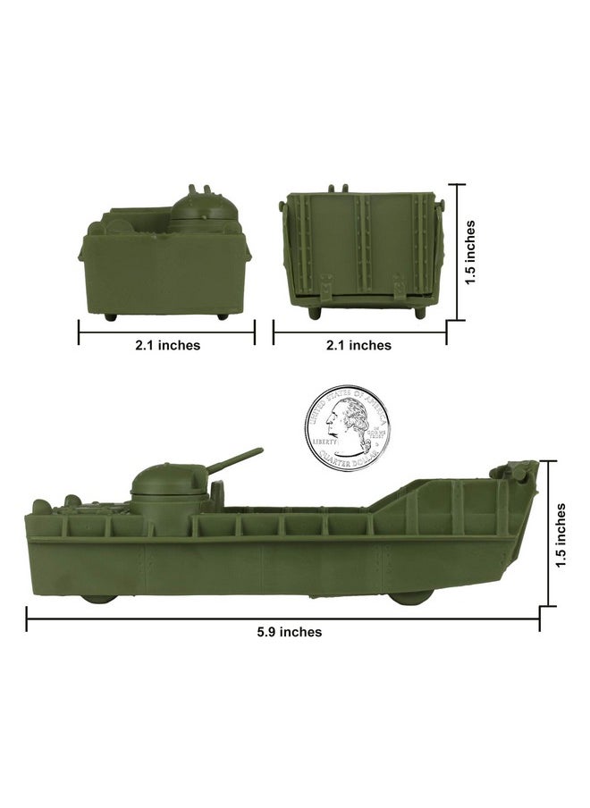 BMC Toys BMC Classic Marx Landing Craft - 4pc Tan vs. OD Green Plastic Army Men Vehicles  - Image 2