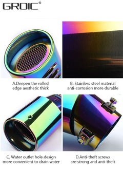 GROIC Exhaust Muffler Pipe, Stainless Steel Car Exhaust Pipe, Universal Exhaust Tail Muffler Tip with Drainage Holes for Tail Throat,Automotive Stainless Steel Exhaust Tip  - Image 3