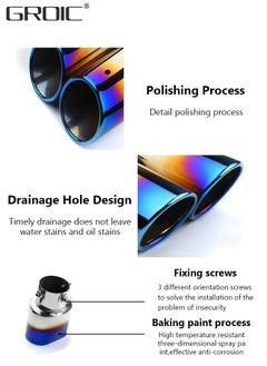GROIC Exhaust Muffler Pipe, Stainless Steel Car Exhaust Pipe, Universal Exhaust Tail Muffler Tip with Drainage Holes for Tail Throat,Automotive Stainless Steel Exhaust Tip  - Image 4