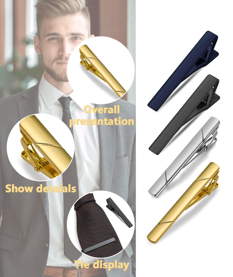 VayuSrot 4 PCS Tie Pin, Tie Pin for Men Formal, tie clip for men, Suitable for Business, Wedding or Daily Office Wear - Image 3