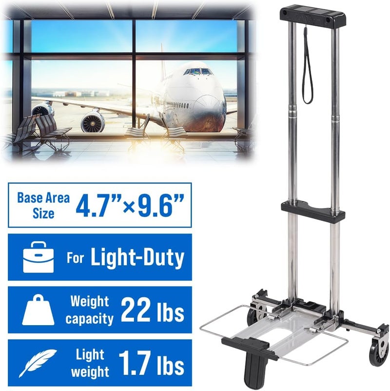 Japard Folding Carrying Cart, Luggage Cart with 2 Wheels One Way, Compact for Travel Trolley School with Bungee Cord (Silver, 22lbs - 2 Wheels) - Image 2