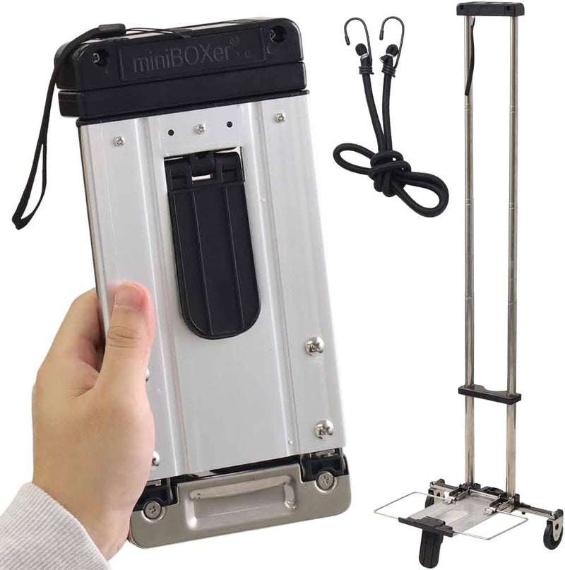 Japard Folding Carrying Cart, Luggage Cart with 2 Wheels One Way, Compact for Travel Trolley School with Bungee Cord (Silver, 22lbs - 2 Wheels) - Image 1