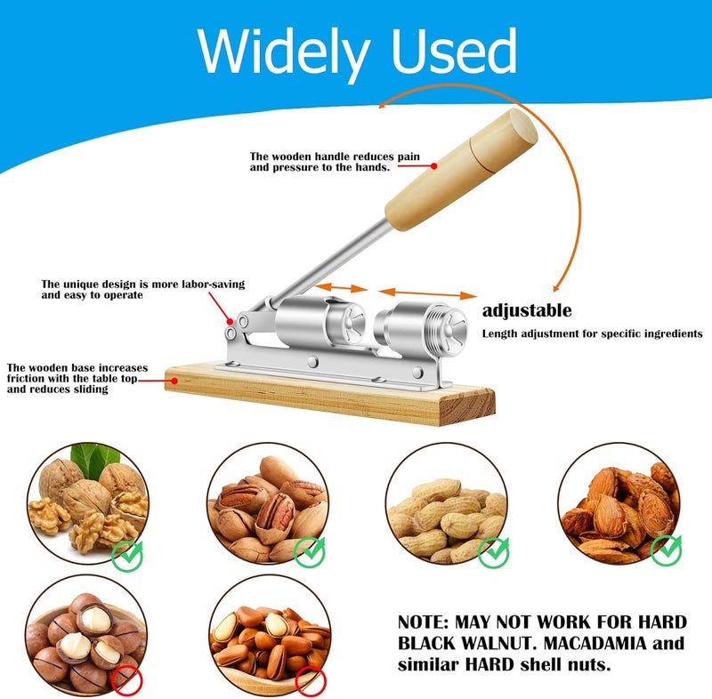 HOFHTD Nutcrackers for Nuts, Nut Crackers for Pecans, Heavy Duty Nut Cracking Tools, Adjustable Pecan Cracker Sheller, Pecan Nut Cracker Opener Tool for Walnuts Pecans Hazelnuts Almonds Brazil Nuts - Image 3