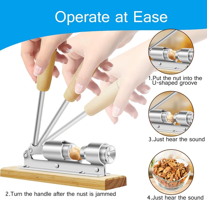 HOFHTD Nutcrackers for Nuts, Nut Crackers for Pecans, Heavy Duty Nut Cracking Tools, Adjustable Pecan Cracker Sheller, Pecan Nut Cracker Opener Tool for Walnuts Pecans Hazelnuts Almonds Brazil Nuts - Image 4