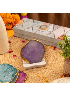HOMEARTE INDIA Homearte India Agate Stone with Marble Base Tea Light Holder lamp Home Dcor Ideal for Bedroom Living Room Decorative GiftPurple  - Image 2
