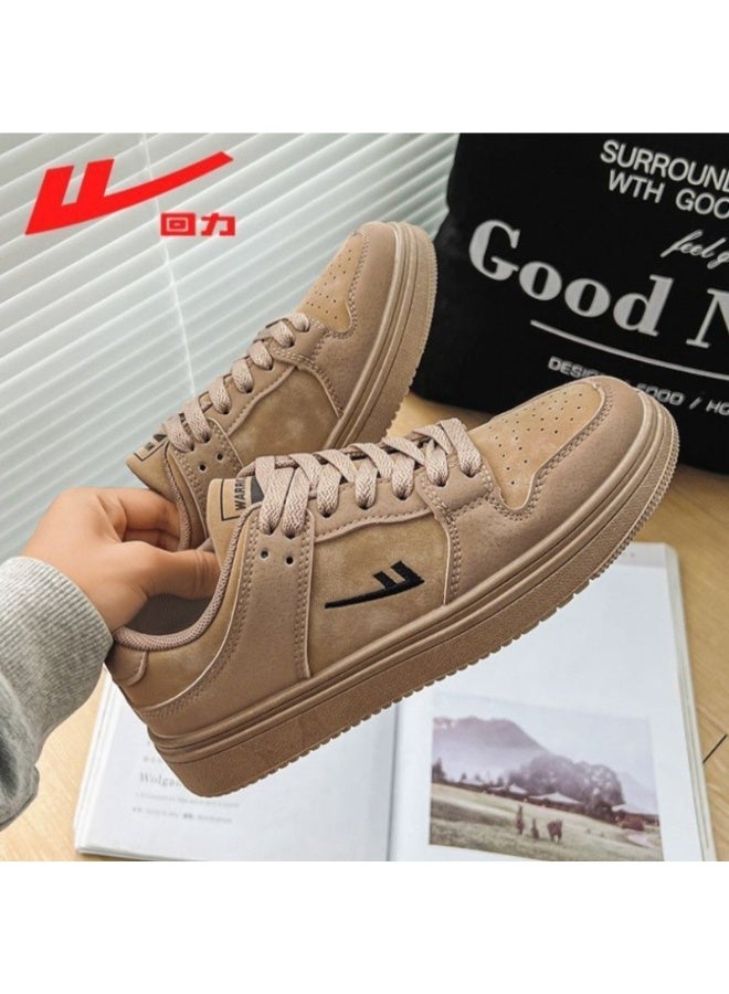 Warrior Retro Khaki Sneakers, Trendy Low-Top Casual Shoes, Unisex Versatile Sports Shoes