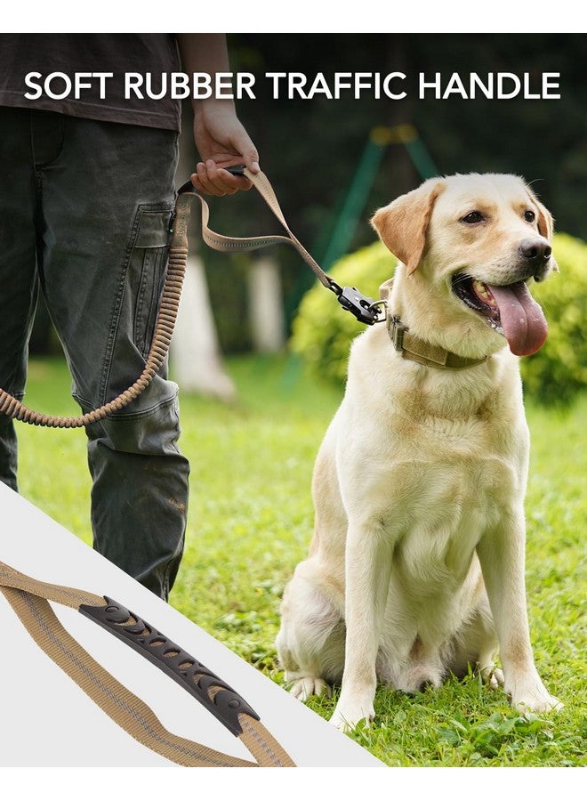 جويتيل سلسلة الكلاب التكتيكية من Joytale شديدة التحمل، سلسلة مطاطية ممتصة للصدمات بطول 4-6 أقدام مع مقبضين مبطنين، مشبك معدني، حزام أمان للسيارة، سلسلة قوية لا تسحب للكلاب المتوسطة والكبيرة جدًا، لون بني قيوطي - Image 3