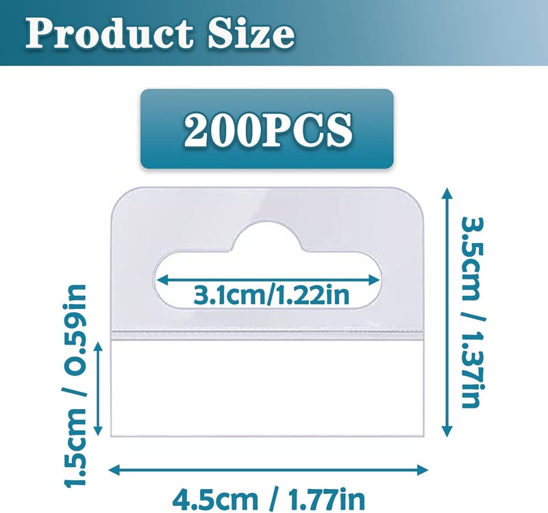 PUSNMI Hang Tags, Adhesive Tabs 200pcs Clear Self Adhesive Tabs Slot Hole Hang Tabs 1.8x1.4inch Clear Sticky Hanging Tabs for Store Retail Display Sale Items - Image 2