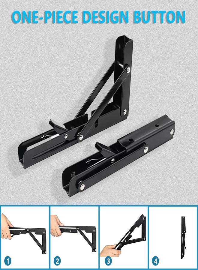 AUTOHJ Folding Shelf Bracket 12 inch 2PC Wall Mounted Collapsible Shelves Brackets Heavy Duty Foldable Workbench Bracket DIY Wall Table Hinges for RV Countertop Extension Gargage Workstation Table Supports - Image 5
