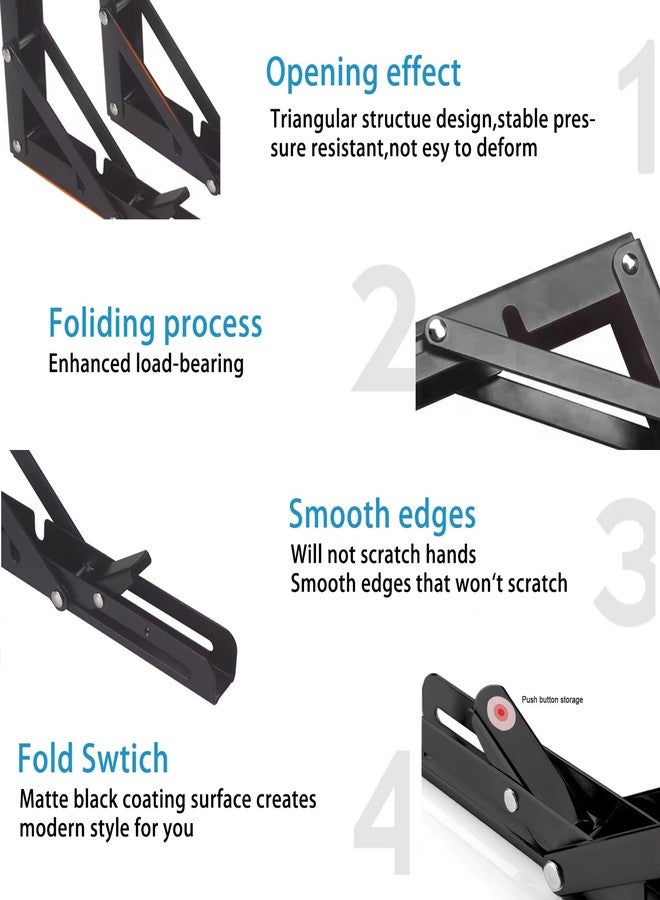 AUTOHJ Folding Shelf Bracket 12 inch 2PC Wall Mounted Collapsible Shelves Brackets Heavy Duty Foldable Workbench Bracket DIY Wall Table Hinges for RV Countertop Extension Gargage Workstation Table Supports - Image 3
