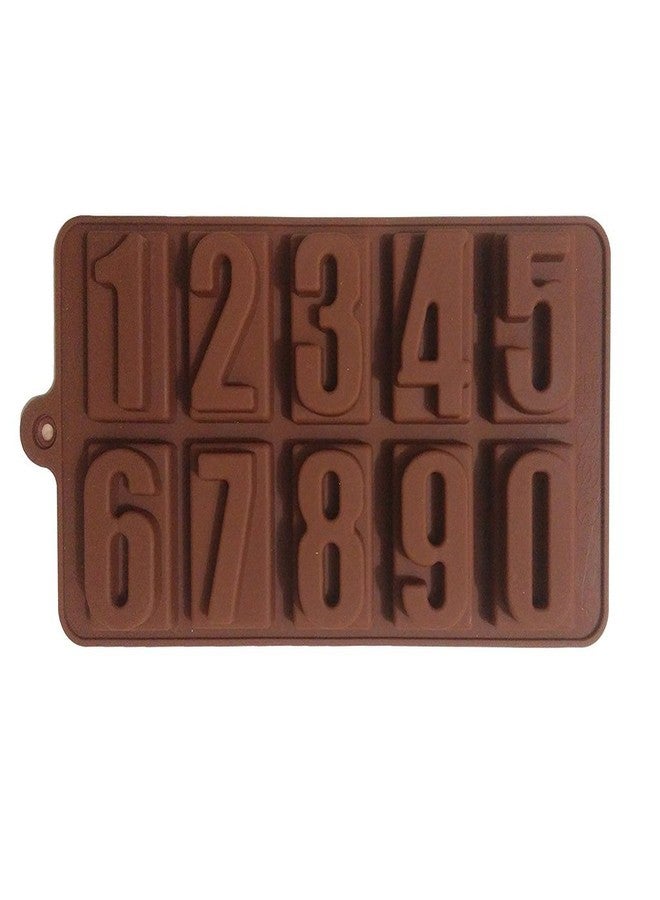 Cake Decor 10-Cavity Numbers Shape Silicone Brown Chocolate Moulds