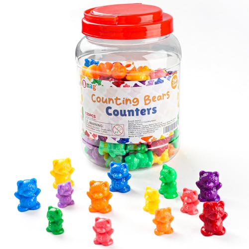 Bmag 120 PCS Counting Bears Math Manipulatives 60 Large 60 Small Bears in 12 Colors Color Sorting Toys for Toddlers 3 Preschool Kindergarten STEM Learning Educational Toys with Storage Jar - Image 1