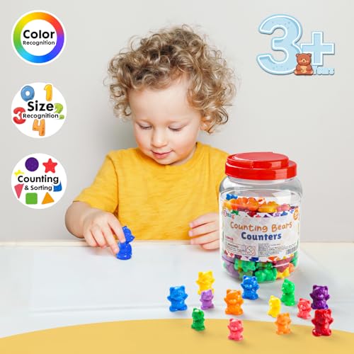Bmag 120 PCS Counting Bears Math Manipulatives 60 Large 60 Small Bears in 12 Colors Color Sorting Toys for Toddlers 3 Preschool Kindergarten STEM Learning Educational Toys with Storage Jar - Image 5