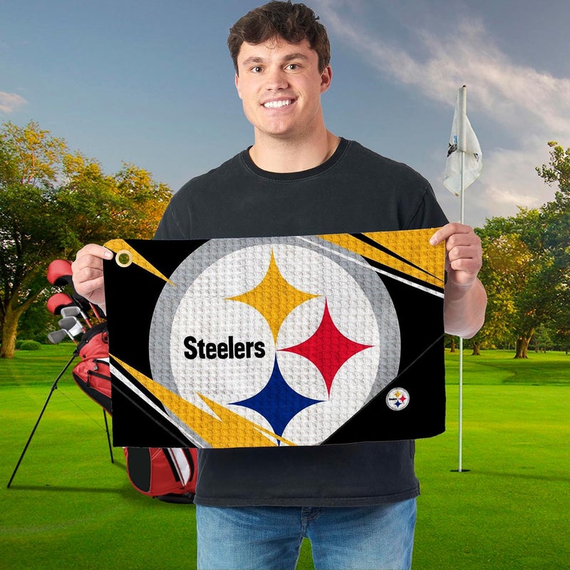 Northwest The Company Official NFL Microfiber Waffle Fabric Fan Golf Towel with Grommet, 16" x 25", Shred, Team Colors (Pittsburgh Steelers) - Image 2