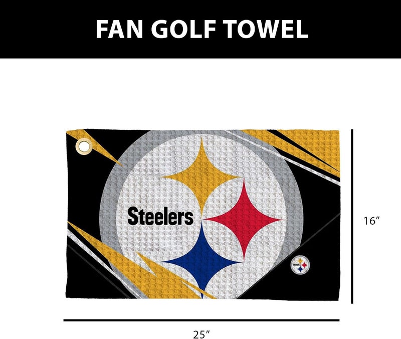 Northwest The Company Official NFL Microfiber Waffle Fabric Fan Golf Towel with Grommet, 16" x 25", Shred, Team Colors (Pittsburgh Steelers) - Image 5