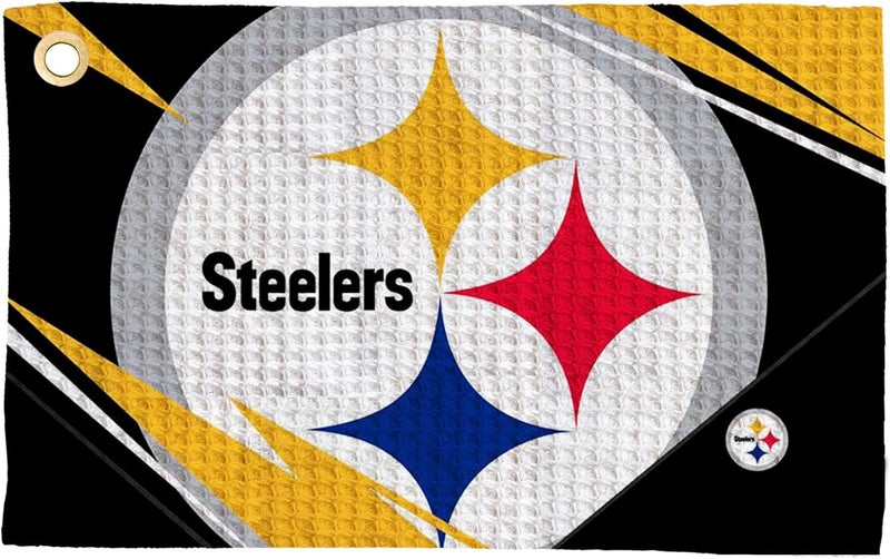 Northwest The Company Official NFL Microfiber Waffle Fabric Fan Golf Towel with Grommet, 16" x 25", Shred, Team Colors (Pittsburgh Steelers) - Image 1