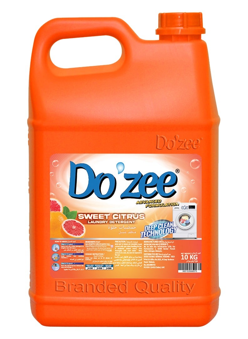 Do'zee Sweet Citrus Liquid Laundry Detergent, 10 Liters - Image 1