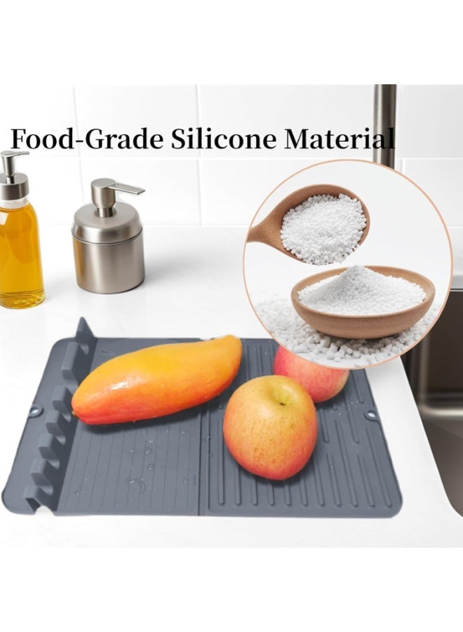 YelaJoy Silicone Dish Drying Mat for Small Kitchens Or Travel - 15.8"x10.2" & Foldable & Space-Saving | Heat-Resistant, Non-Slip - Image 2