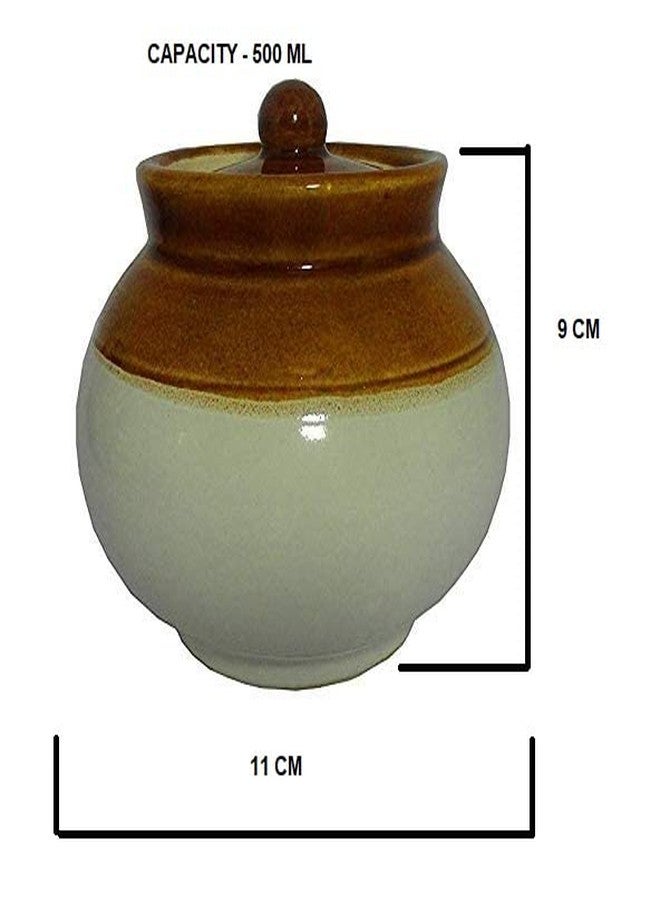 Qimacplus Ceramic Handi Pickle Jar| Food Storage Jar | Multipurpose Jar | Lota Jar For kitchine and Dinning table 500 ML set of 2 - Image 3