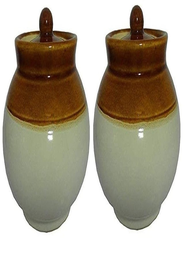 Qimacplus Ceramic Handi Pickle Jar| Food Storage Jar | Multipurpose Jar | Lota Jar For kitchine and Dinning table 500 ML set of 2 - Image 1