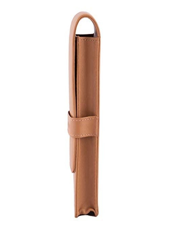 DiLoro Leather Triple Pen Case Pencil Pouch Holder for Three Fountain Ballpoint Rollerball Pens and Pencils (Tan) - Image 3