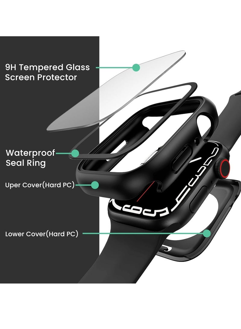 Waterproof Case for44mm, 360° Protective Hard PC Front & Back Bumper with HD Tempered Glass Screen Protector