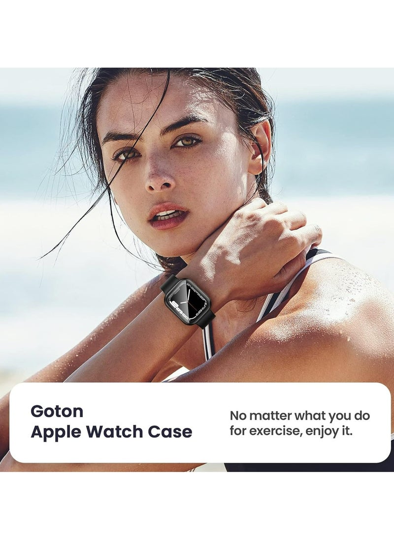 Waterproof Case for44mm, 360° Protective Hard PC Front & Back Bumper with HD Tempered Glass Screen Protector