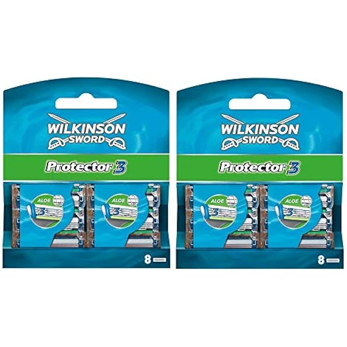 Wilkinson Sword Protector 3  Pack of 16 Refills of 3 Razor Blades for Men Conditioning Band with Aloe Vera - Image 2