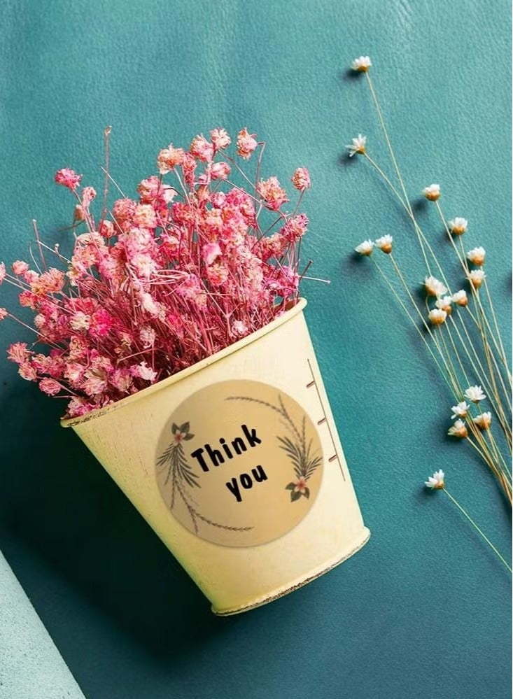 Floral Thank You Stickers, Kraft Paper Round Self Adhesive Label 2" Decorative Stickers for Gift Wrapping Envelopes Pantry Food Bottle Jars DIY (2", Floral) - Image 3