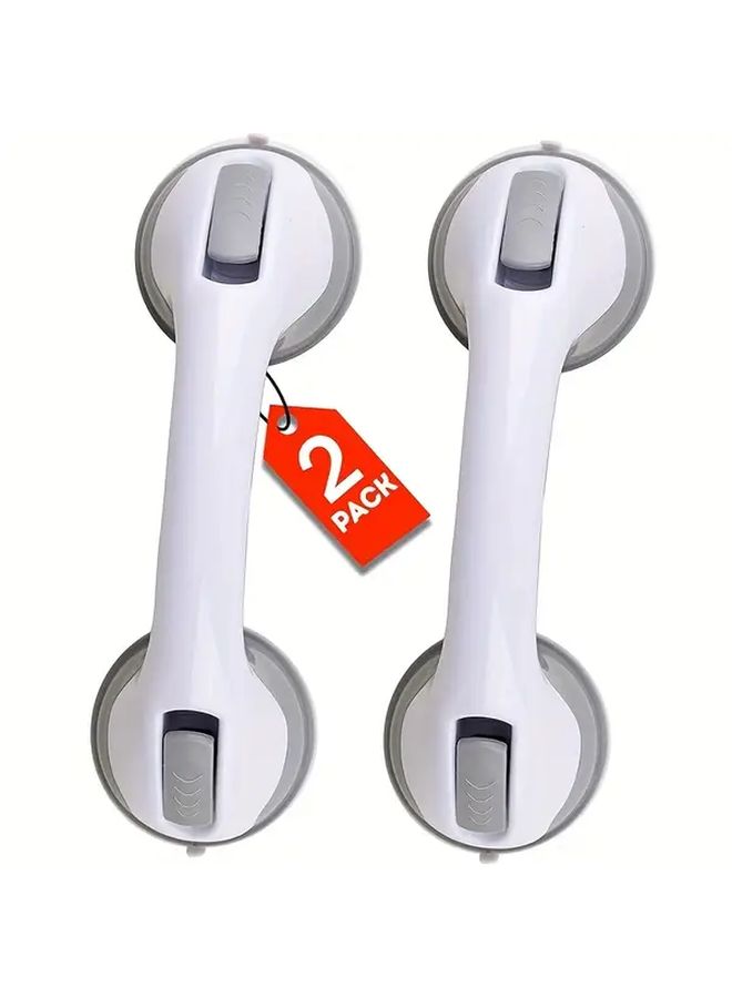 2pcs Grey Suction Cup Grab Bars for Shower Bathtub Elderly Assistance Handles Anti Slip Grip Balance for Tile Glass Hard Plastic Surfaces Bathroom Safety Handle - Image 1