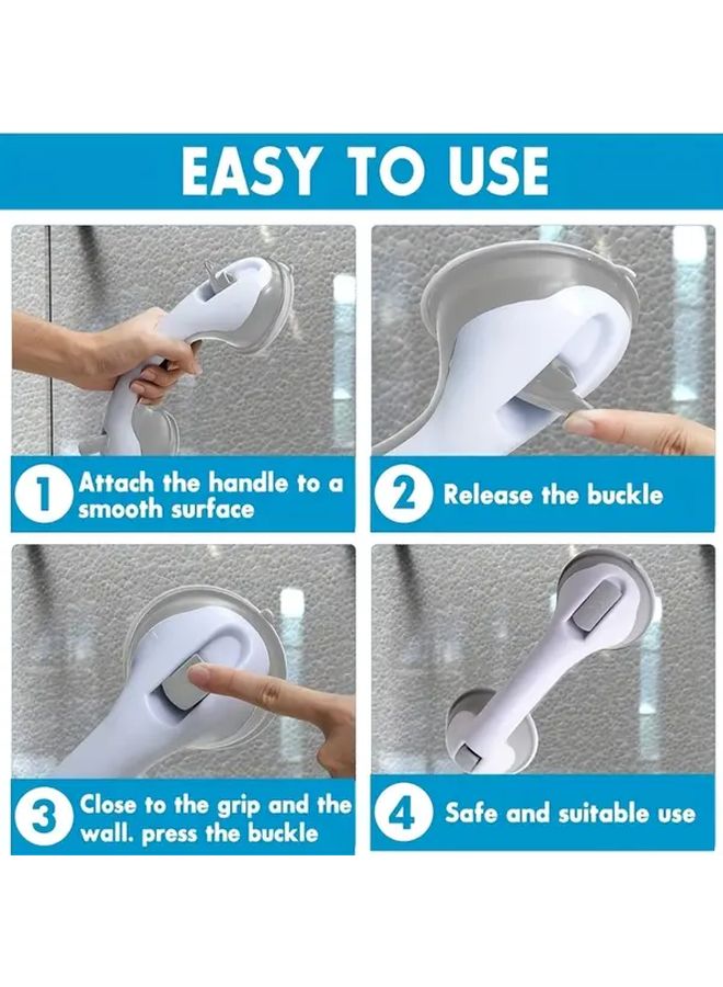 2pcs Grey Suction Cup Grab Bars for Shower Bathtub Elderly Assistance Handles Anti Slip Grip Balance for Tile Glass Hard Plastic Surfaces Bathroom Safety Handle - Image 2