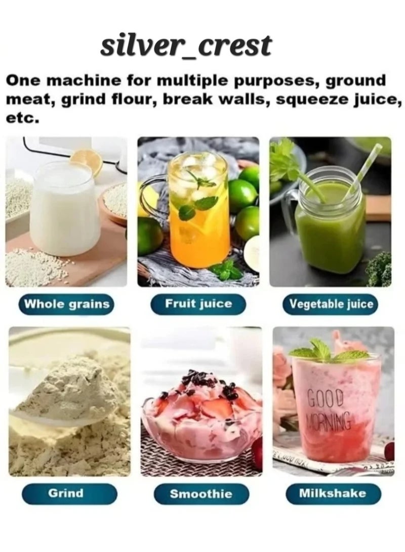 SILVER CREST Powerful Electric Blender – Professional Multi-Function 2-in-1 Electric Blender by Silver Crest with a strong grinder for grains and spices – 2.5 L Capacity – 6500W Power – Professional design for preparing juices, smoothies, milkshakes, and for crushing ice and nuts. - Image 3