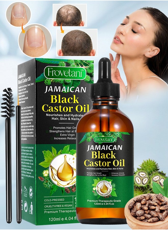 Frovetani - 120ml Jamaican Black Cold Pressed Castor Oil for Hair and Skin Care Eyelashes and Eyebrows Hair Loss & Dry Damaged Hair Nourishment Scalp Stimulates Hair Growth for Men & Women - Image 1
