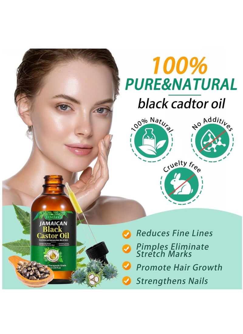 Frovetani - 120ml Jamaican Black Cold Pressed Castor Oil for Hair and Skin Care Eyelashes and Eyebrows Hair Loss & Dry Damaged Hair Nourishment Scalp Stimulates Hair Growth for Men & Women - Image 1