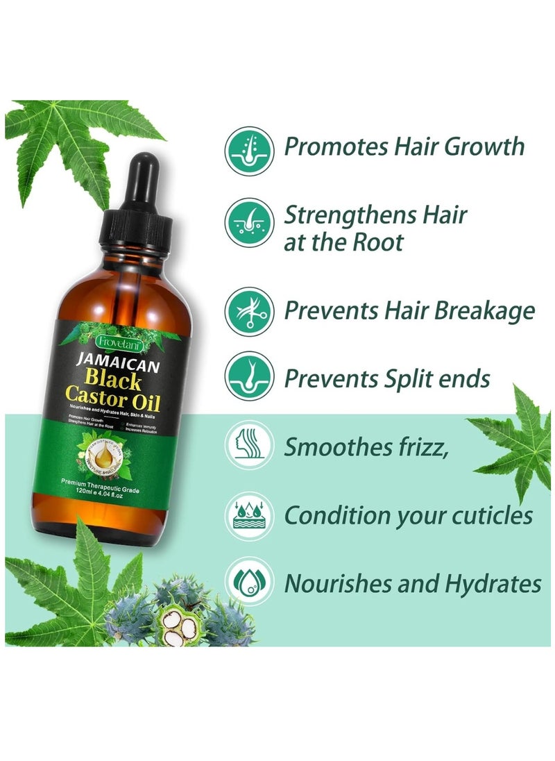Frovetani - 120ml Jamaican Black Cold Pressed Castor Oil for Hair and Skin Care Eyelashes and Eyebrows Hair Loss & Dry Damaged Hair Nourishment Scalp Stimulates Hair Growth for Men & Women - Image 1