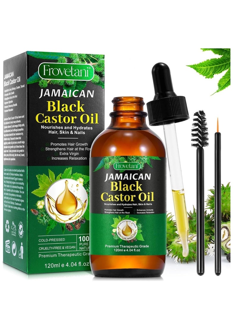 Frovetani - 120ml Jamaican Black Cold Pressed Castor Oil for Hair and Skin Care Eyelashes and Eyebrows Hair Loss & Dry Damaged Hair Nourishment Scalp Stimulates Hair Growth for Men & Women - Image 1