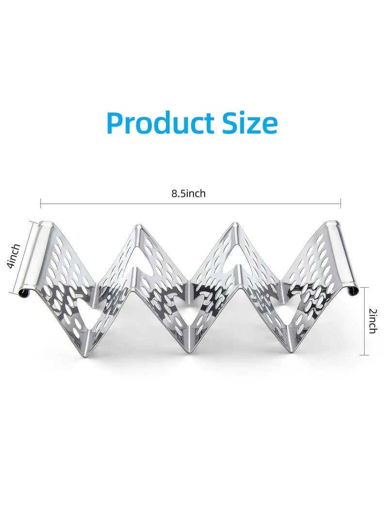 Barakah Set of 4 Taco Holders, Stainless Steel Taco Stand Plates, Each Holds 3 Tortillas, with Easy Access Handle, Microwave, Air Fryer, and Oven Safe - Image 4