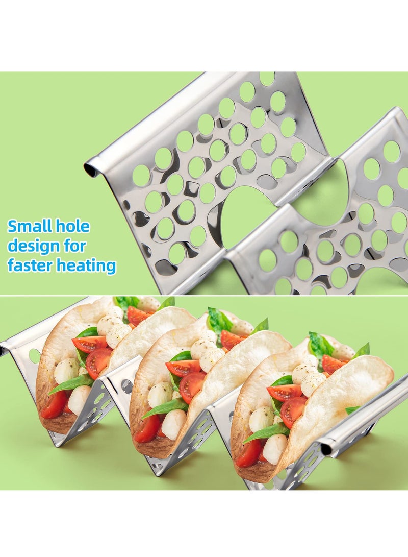 Barakah Set of 4 Taco Holders, Stainless Steel Taco Stand Plates, Each Holds 3 Tortillas, with Easy Access Handle, Microwave, Air Fryer, and Oven Safe - Image 5