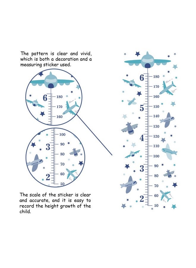 SUPERDANT 3pcs/Set Family Height Growth Chart Wall Sticker Airplane Star Self-Adhesive Height Wall Sticker for Bedoom Nursery Living Room Decor 38"x15" - Image 3