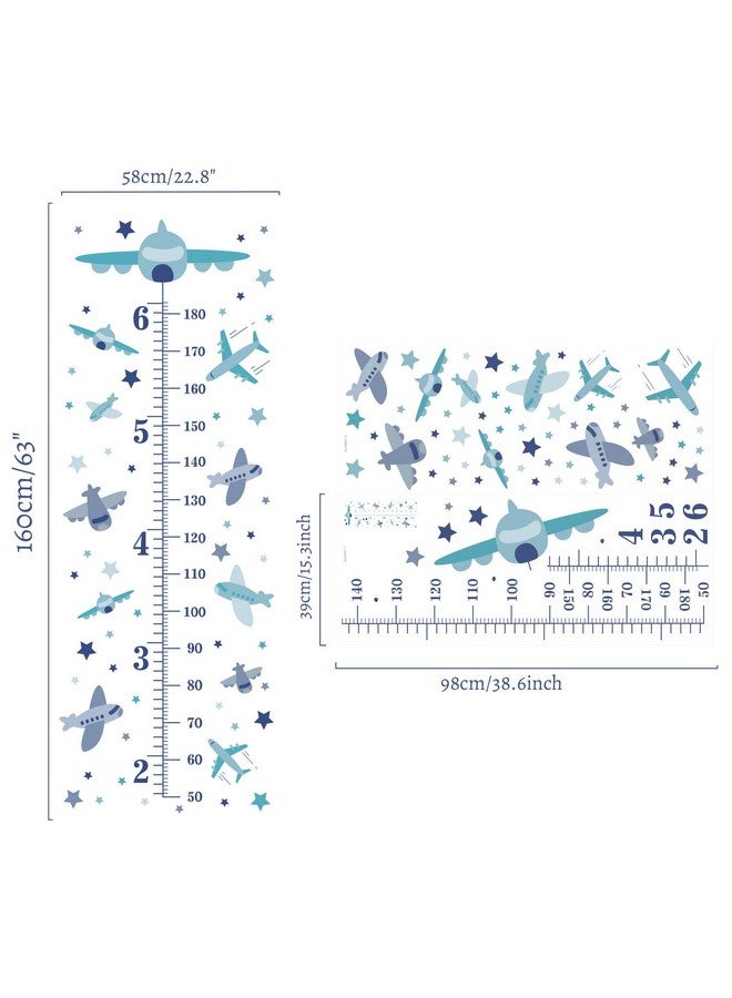 SUPERDANT 3pcs/Set Family Height Growth Chart Wall Sticker Airplane Star Self-Adhesive Height Wall Sticker for Bedoom Nursery Living Room Decor 38"x15" - Image 2