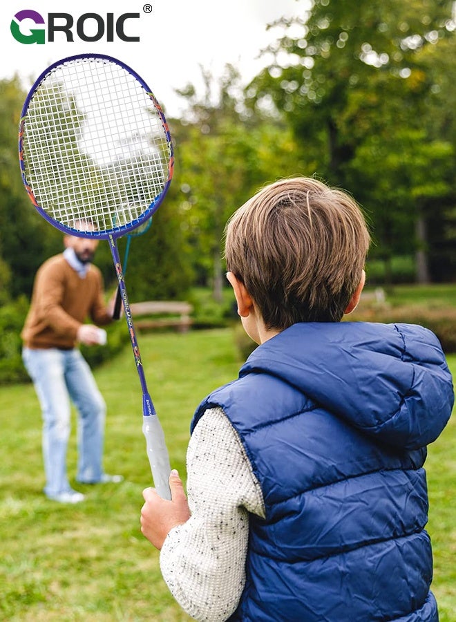 GROIC مجموعة مضارب كرة الريشة مع 2 مضارب، 3 كرات ريشة، و 1 حقيبة كرة ريشة، مضرب كرة ريشة للاعبين 2، مضارب كرة ريشة - Image 5