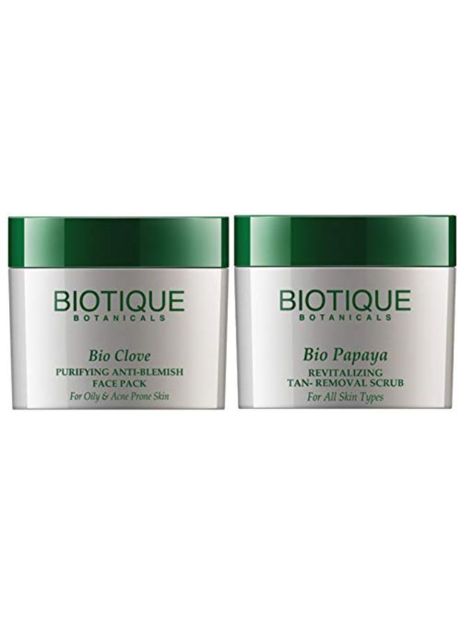 Biotique عبوة وجه بيولوجية من القرنفل لتنقية البشرة ومضادة للبقع، 75 جرام وعبوة بيولوجية من البابايا لإزالة تان البشرة، 75 جرام - Image 1